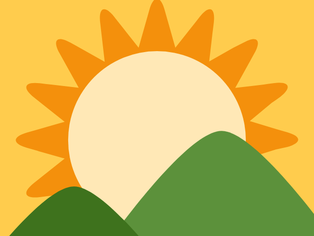 太陽と山のイラスト